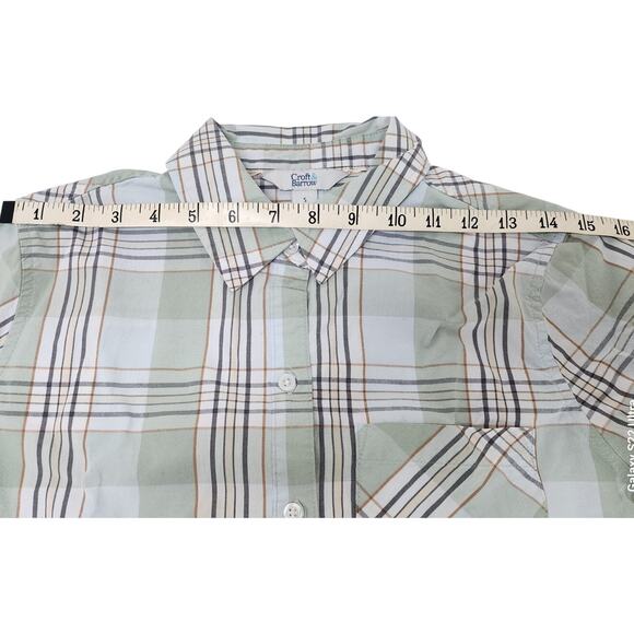 Croft & Barrow Womens Plaid GreenTan Cotton Button Up Shirt Long Sleeve W Small - Picture 3 of 12